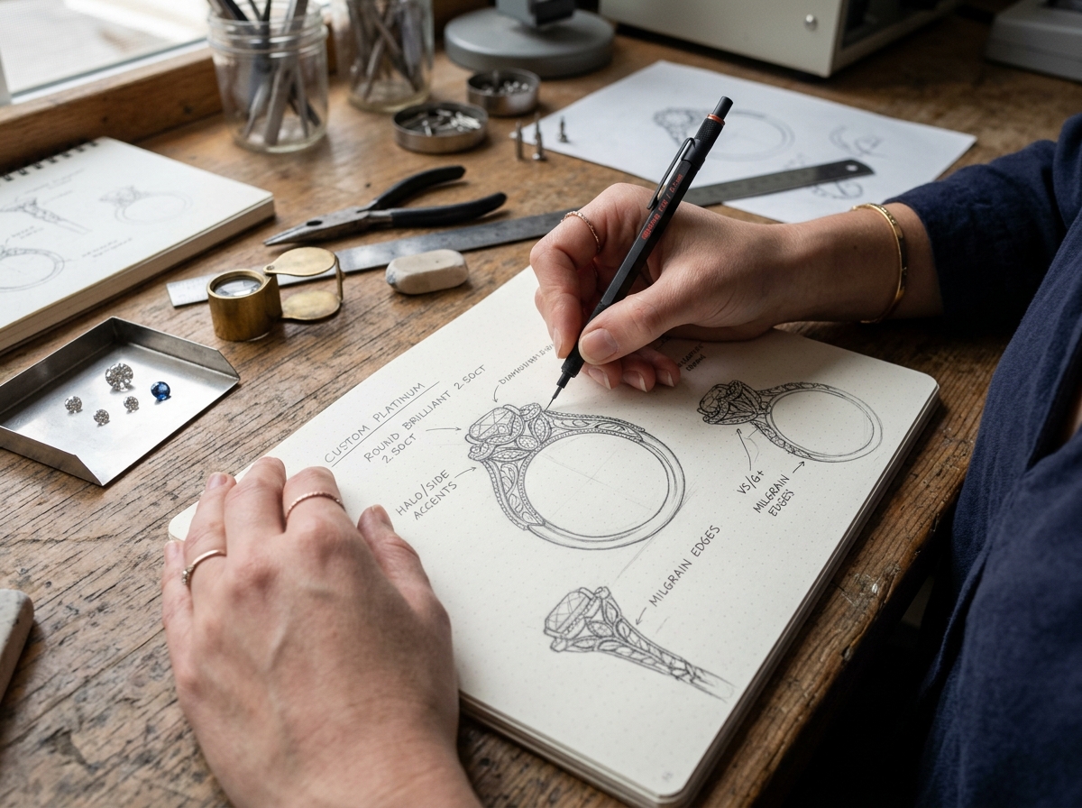 Step 2 Hand Sketching Custom Ring Blueprint