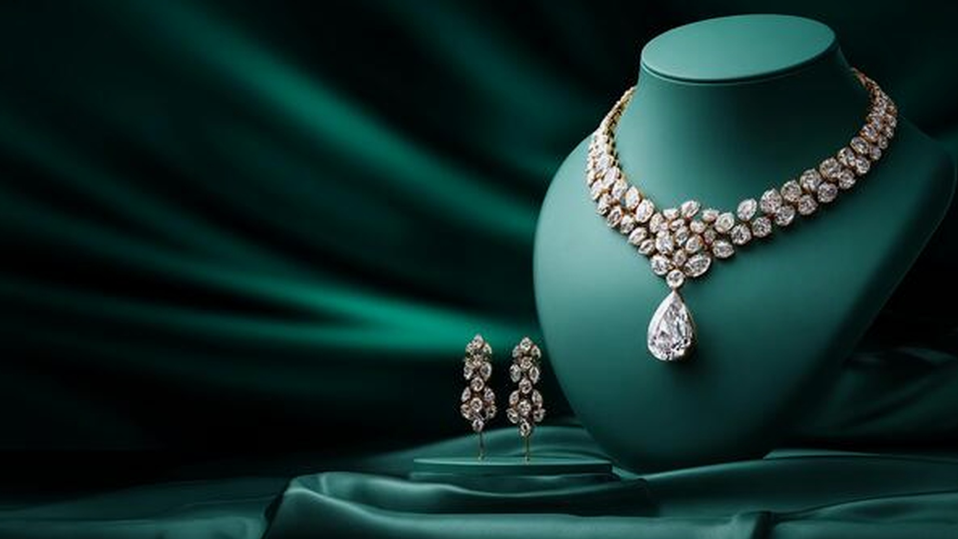 Royal Emerald Silk & Diamond Cascade Set