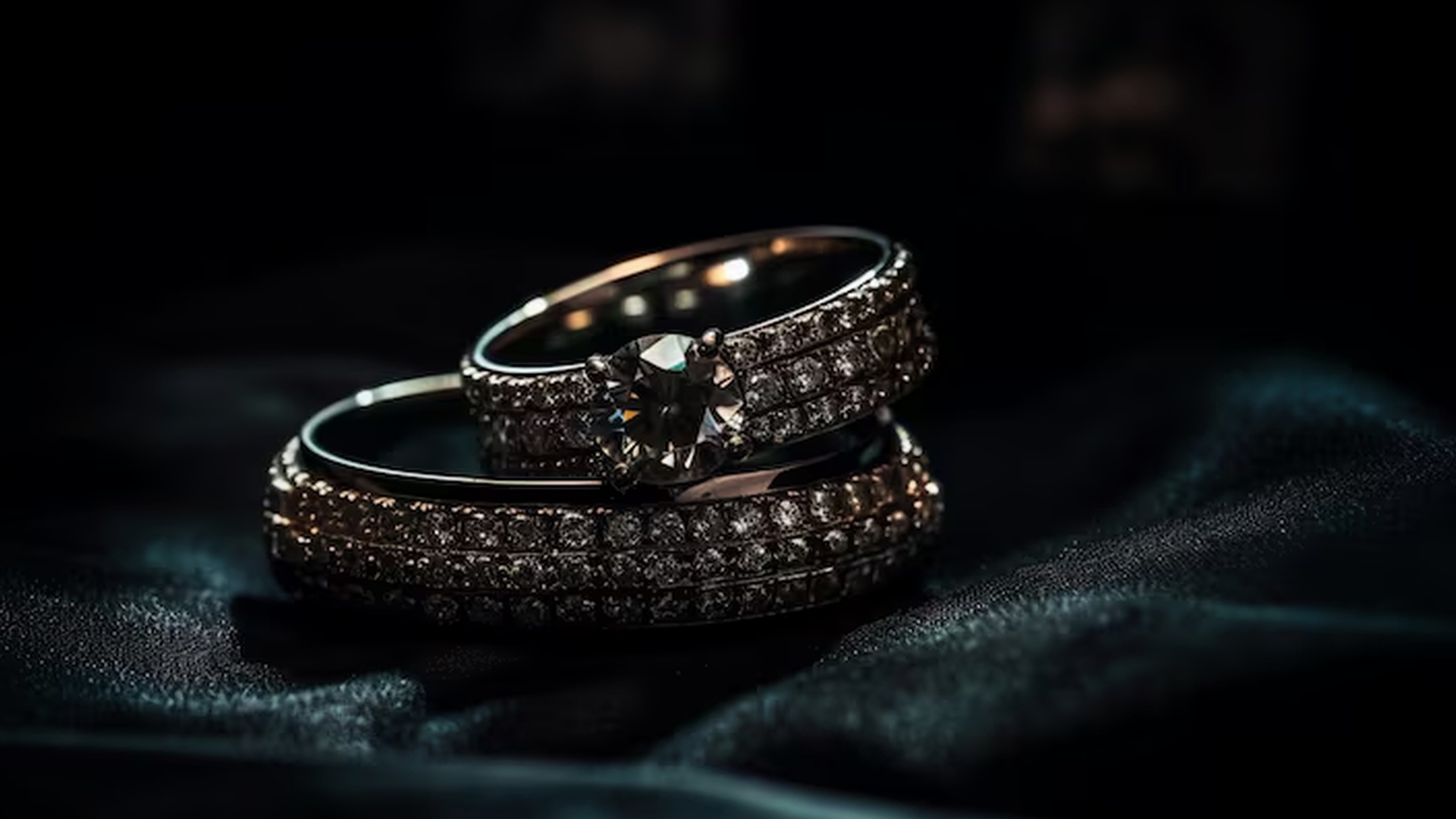 Twin Diamond Pavé Eternity Rings on Silk